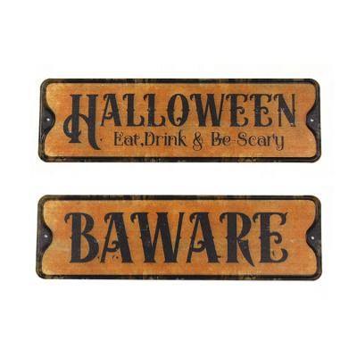 China Wholesale Size 27x8x0.5cm Customized, 2 Letter Metal UV Printing Wall Sign Europe Halloween Decorations Sets for sale