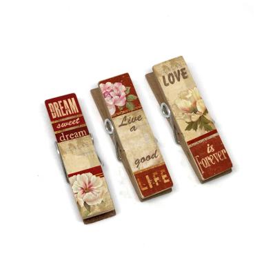 China Europe Decorative Wooden Clothespin, Magnetic Wooden Peg, Wooden Printed Pegs for sale