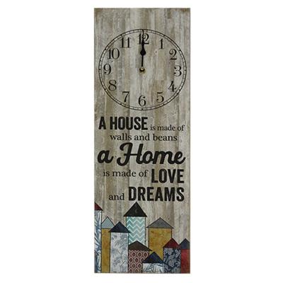 China Home Size 20x60cm,Wholesale Customized Decor Wooden Wall Clock Simple Rectangle Shape Style Antique Style for sale