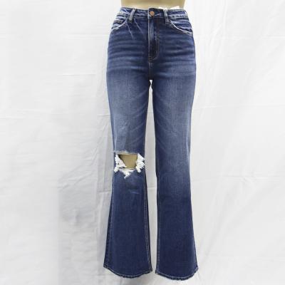 China 2021 New Custom Fashion Breathable Loose Loose Colombian Women Jeans Flare Comfortable Pocket Made Jeans Women for sale