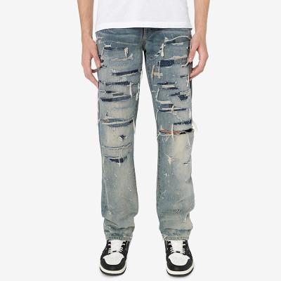 China Side Stripe Breathable Custom Fashion Men Ripped Denim Pants Jean for sale