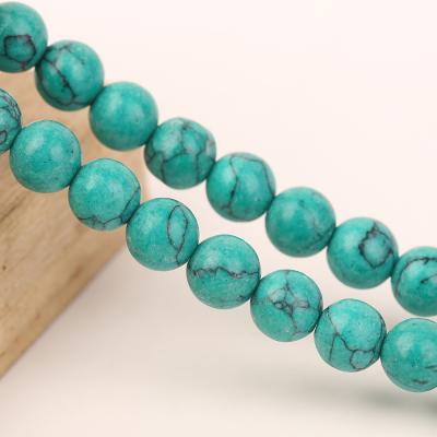 China None Color 4mm-14mm Green Natural Stone Beads Real Turquoise Jewelry For Jewelry Making for sale