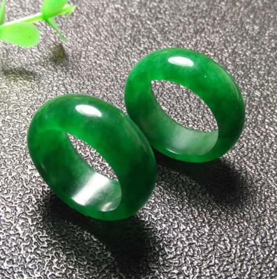 China NEW Fashion Green Jade Rings Chinese Style Women Natural Stone Men Emerald Stone Ring for sale