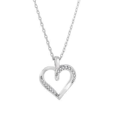 China NEW Classic Jewelry 925 Sterling Silver CZ Diamond Heart Pendant Necklace Engagement Gift for sale