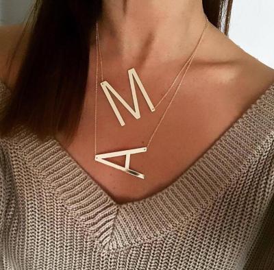 China FASHIONABLE Alphabet Initial Letter Necklace Custom Name Necklaces Stainless Steel Stainless Steel Necklace Initial for sale