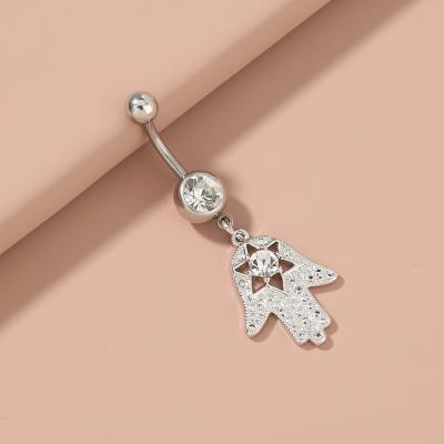 China CZ FASHIONABLE Zircon Belly Barbell Body Jewelry Belly Piercing Luxury Surgical Steel Eye Navel Piercing Ring for sale