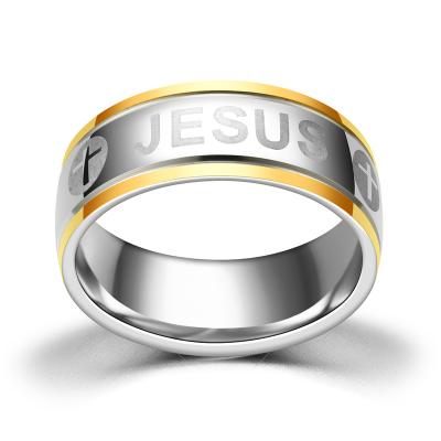 China Fashion Jewelry Jesus Ring Cross Ring Stainless Steel Religious Jewelry for sale