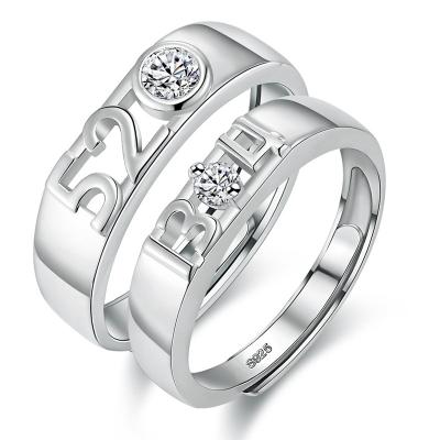 China Silver Plated BOHEMIA Jewelry 520 I Love You Couple Diamond Rings Jewelry Wedding by Number for sale