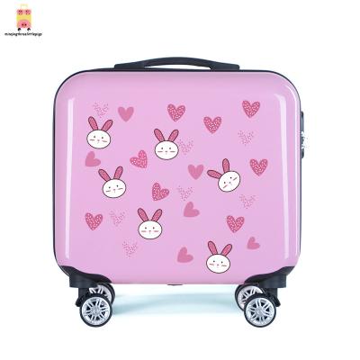 China 18 Inch Printing Cartoon Logo Children's ABS Travel Tool Suitcase Pink Luggage Moving Bags Old Luggage Trolley Set Suitcase) ( for sale