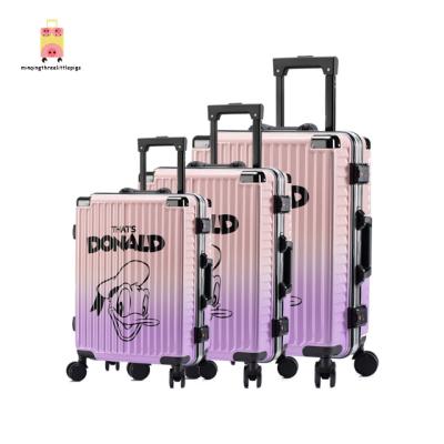 China ABS Kidschildren Travel Sit On Luggage PC Aluminum Suitcase Custom Factory Wholesale Price Trolley Case for sale