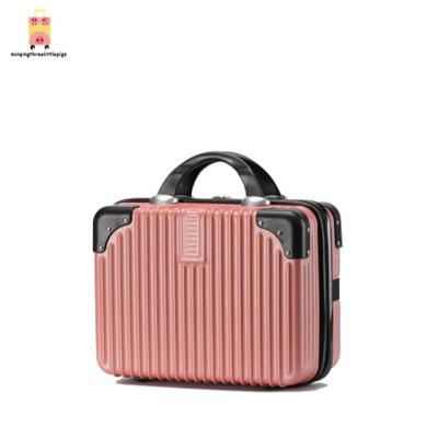 China Portable Retro ABS Carry On Makeup Luggage Sets 14inch Cosmetics Box Travel Suit Case for sale