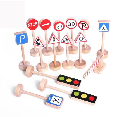 China Signaling Toys For Children Kids Wooden Montessori Educational Blocks Safety Road Cognitive Signaling Toy For Children Playing for sale