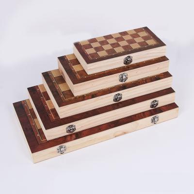 China Intellectual Strength 3 in 1Chess Set Travel Wooden Indoor Chess Checkers Backgammon Chess Board Folding Chess Set for sale