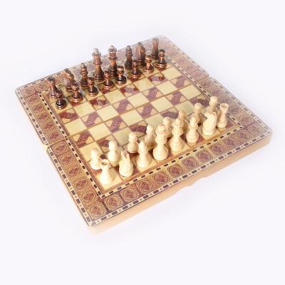 China Intellectual Strength 3 IN 1 Wooden International Chess Board Games Wooden Checkers Puzzle Game Engaged Birthday Gift For Kids for sale