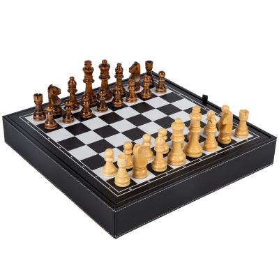 China Indoor Intellectual Strength Chess Set Felted Wooden Game Board For Storage Children Beginner Gift Family Game Adult Chessboard 2021 for sale