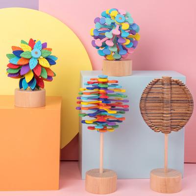 China Wooden Spiral Relif Toy Wooden Spiral Lollipop Stress Relif Toy Spinning Magic Wand Decompression Kit Fibonacci Sequence Toy Lollipop Stress Desktop for sale