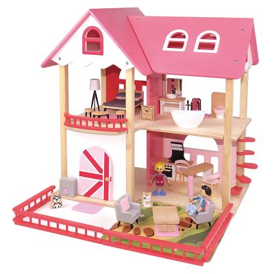 China Hotsale Eco-friendly Material Toys For Children Diy Dollhouse Miniature Dollhouse With Furniture Dollhouses Toy Birthday Gifts PINK ATTIC for sale