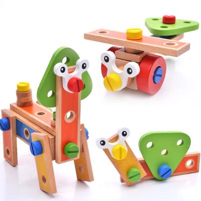 China Wooden Tool Kit For Kids 6 Styles Montessori Baby Wooden Model Building Block Kits Combination Nut Toys DIY Nut Assembly Wooden Screw Toy For Children Gift for sale