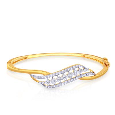 China Customized production safe 9K, 10K, 14k, 18K gold and diamond setting bangle bracelet for sale