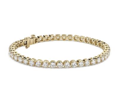 China Customized Production Safe Customized 9K,10K,14k,18K Yellow Gold And Round Brilliant Diamond Setting Chain Bracelet for sale