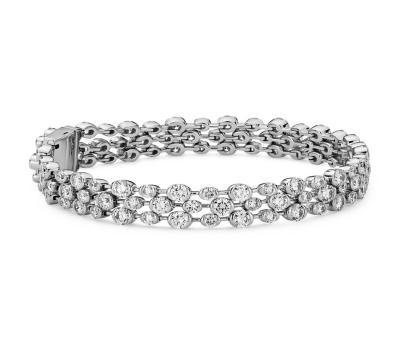 China Customized Production Safe Customized 9K, 10K, 14k, 18K White Gold and Small Diamond Setting Tennis Square Link Chain Bracelet 3 Rough Diamond Chain for sale