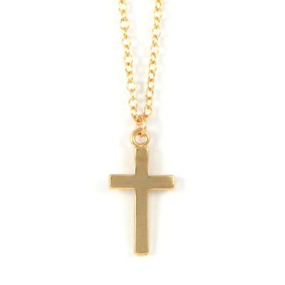 China Safe Customized Production 9K 10K 14K 18K Yellow Gold Cross Design Necklace for sale