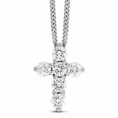 China Customized Natural Brilliant Cut Cross Necklace Safe Production 9K 10K 14K 18K Gold Diamond Necklace Design for sale