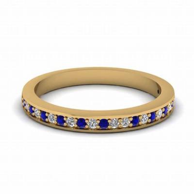 China Safe Customized 9K/10K/14K/18K Gold And Diamond/Sapphire Ring Gold Band for sale