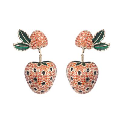 China New fashionable gold plated earrings strawberry stud mailer hot sale wholesale FASHIONABLE design earrings for sale