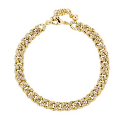 China Hot Selling CZ Diamond Crystal Gold Plated Bracelet Hot Sale CZ Diamond Inlaid Gold Plated Brass Bangle Bracelet for sale