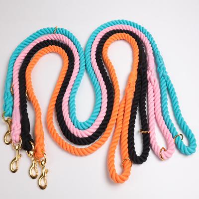 China New Style Durable Multicolor Stocked Cotton Hemp Rope Adjustable Tactical Dog Leash for sale