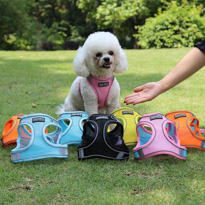 China OKEYPETS Reflective Breathable Dog Chest Belt Harness Breathable Soft Pet Harness And Leash for sale