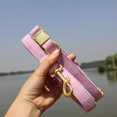 China New Fashion Personalized Custom Colors Service Cat Dog Custom Corduroy Pet Heavy Duty Leash Collar Leads for sale