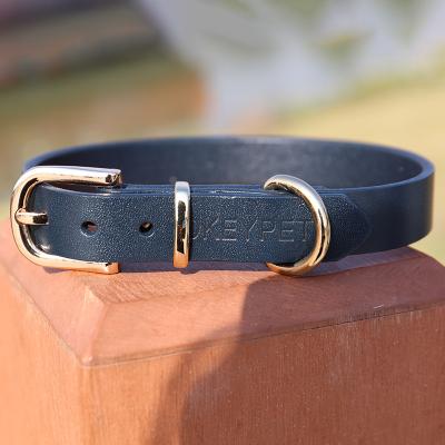 China Comfortable Adjustable Simple Style Personalized Stylish OEM Customize PU Genuine Leather Dog Collar for sale