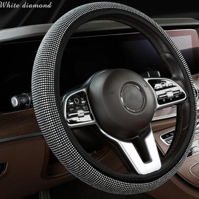 China Neoprene+rhinestone Bling Colorful Rhinestone Car Crystal Instant Hot Drill Steering Wheel Cover Non-slip Steering Neoprene for sale