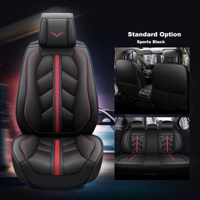 China Sports Black+Red Waterproof Faux Leather 5-Seats Seat Cover Universal Fit For BMW Audi Chevrolet Cars 95% All Seasons Applicable for sale