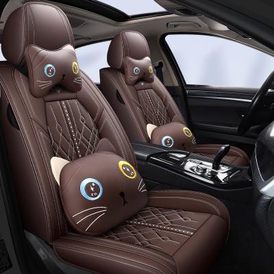 China Universal Eco-Friendly Vehicle Seat Cover Premium Faux Leather Full Set Car Cushions Universal Fit Seat Covers for sale