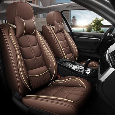 China Eco-friendly Faux Leather Car Full Set Car Seat Covers Universal PVC Leatherette 5d Car Seat Cover With Car Cushion for sale