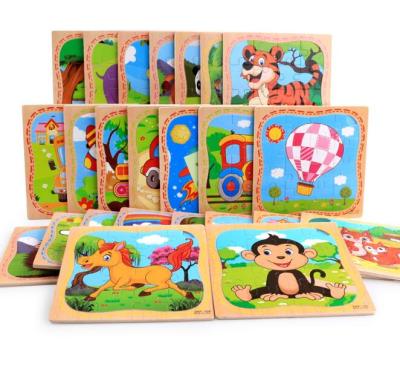 China 16 Piece Wooden Boat Puzzle Educational Toy Flat Children Animal Preschool Early Educational Toys For Children for sale