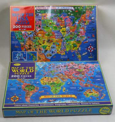 China Educational Toy New Arrival 200 Pieces Map of the USA World Jigsaw Puzzle Children Educational Toys Christmas Paper Gift for sale