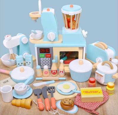 China Hot New 2021 Mixer Vegetables Bread Maker Kitchen Wooden Toys Kids Educational Game Toy For Girl Children for sale