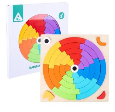 China 2021 New Hot Educational Wooden Toys Kids IQ Wooden Toy Rainbow Stacking Blocks Puzzles Game For Children for sale