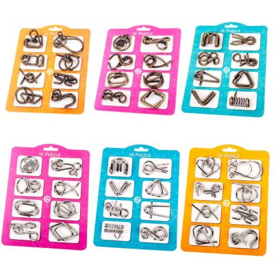 China Educational Toy Set of 8PCS Metal Wire Puzzle Brain Teaser Baffling Intelligent Puzzles Game for Adult Children for sale