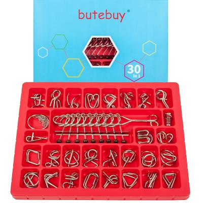 China Educational Toy 2021 New 30 In 1 Set Twist Brain Teaser Puzzles IQ Metal Magic Iron Game For Children for sale