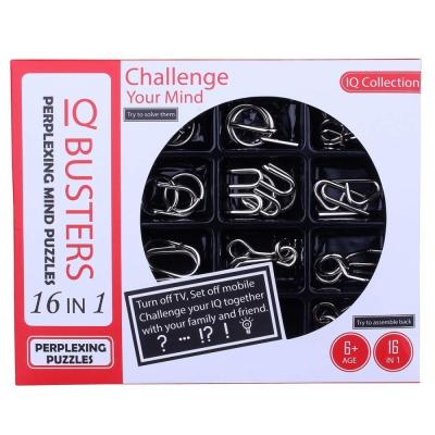 China Educational Toy 16 In 1 Brain Teaser Metal IQ Types Wire Set Puzzle Confusing Mind Puzzels For Kids Adult Challenge for sale