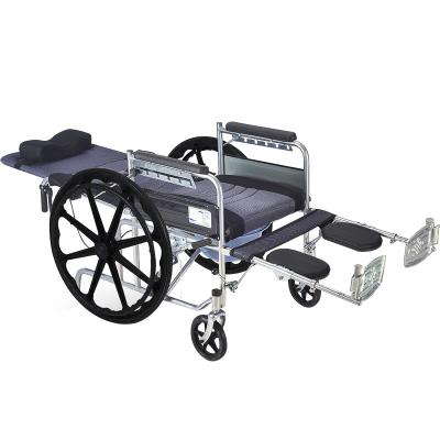 China Folding Recumbent Folding Reclining Wheelchair Aluminum Alloy Comfortable Breathable Lightweight Wheelchair Bed for sale