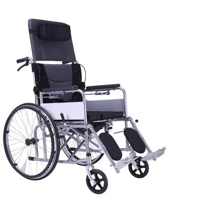 China Multi-Function Foldable High Backrest Wheelchair Lightweight Folding Commode Portable Lightweight Wheelchair for sale