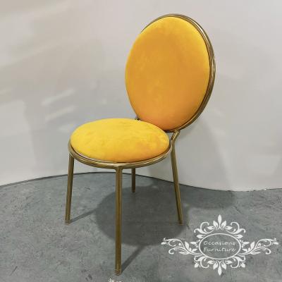 China Morden Yellow Velvet Dining Chair Round Back Cheap Round Dining Table And Chair Chairs for sale