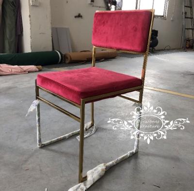 China Morden Wedding Furniture Velvet Stainless Steel Red Gold Wedding Chair for sale