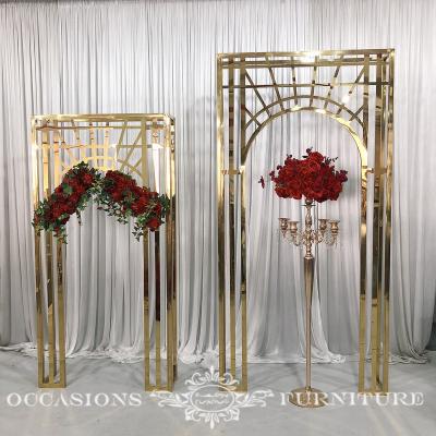 China Morden Customized Wedding Backdrop Stainless Steel Gold Arch for sale